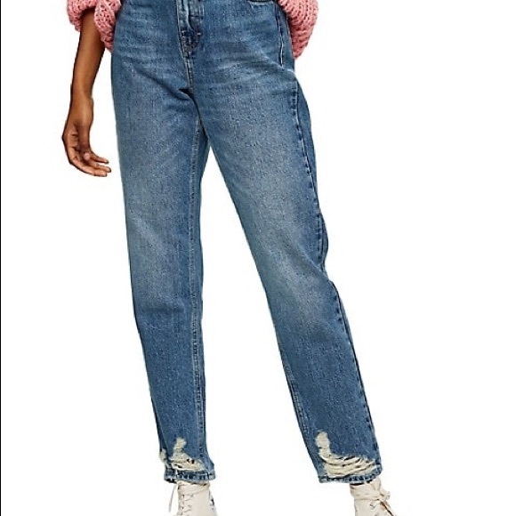 Topshop Ripped Hem Mom Jeans - Picture 2 of 6